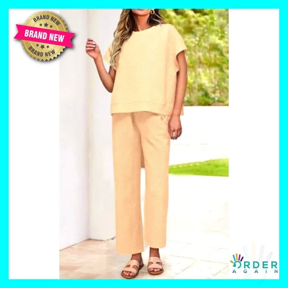 Oversized Lounge Set Casual Tracksuit Wide Leg Pants Matching Two Piece Outfit